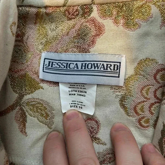 Vintage Jessica Howard Embroidered Floral Cream Suit Jacket-Size 10 - Picture 3 of 12